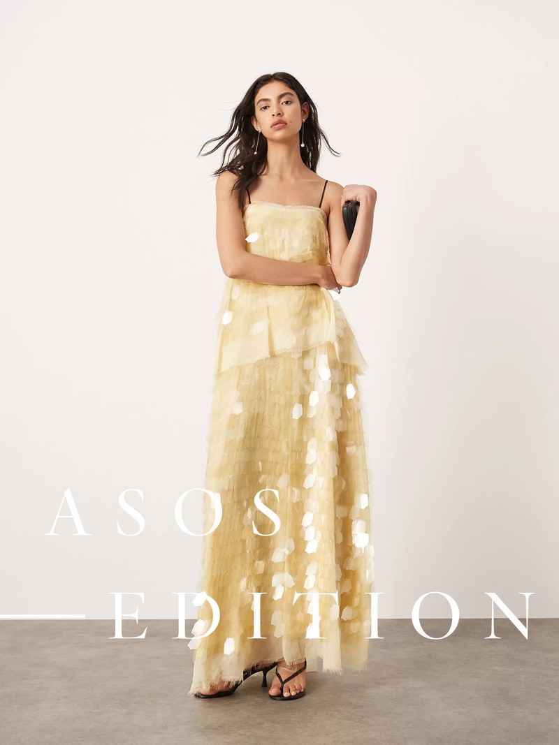 Embellished Shard Sequin Layered Cami Maxi Dress, £180