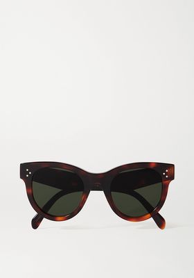 Round-Frame Tortoiseshell Acetate Sunglasses from Celine Eyewear