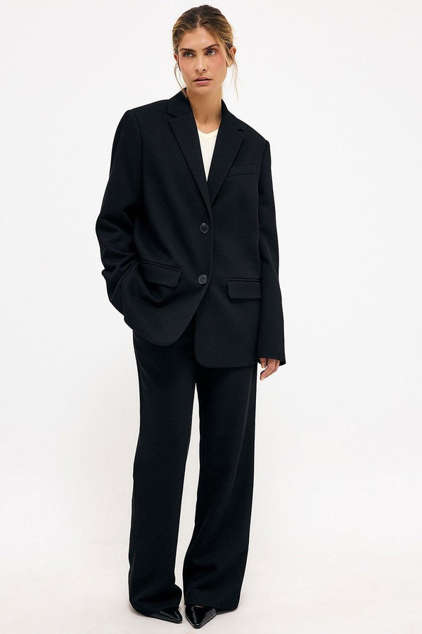 Mid Waist Flared Twill Pants