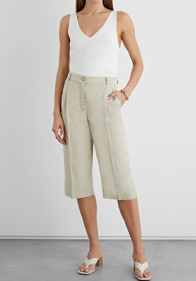 Cressida Cropped Tencel, Linen And Cotton-Blend Pants