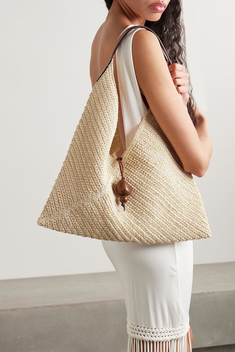 Origami Leather-Trimmed Fique Shoulder Bag from HUNTING SEASON