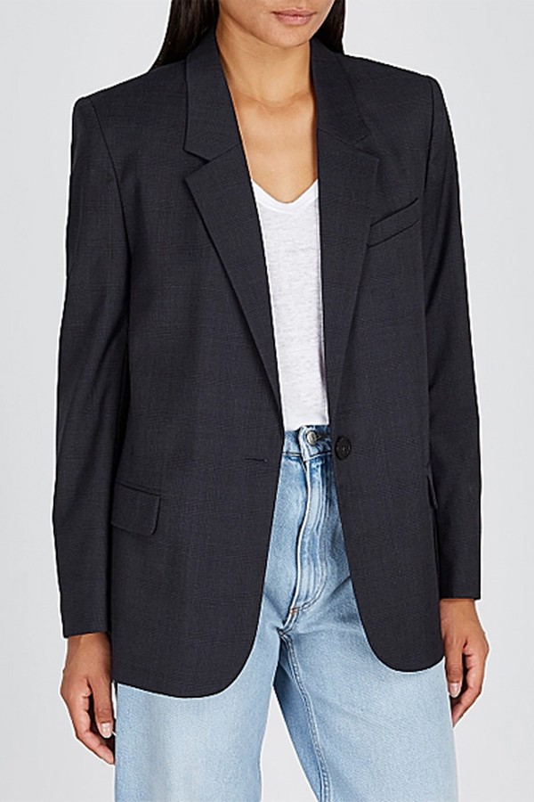 Verix Navy Checked Blazer from Isabel Marant