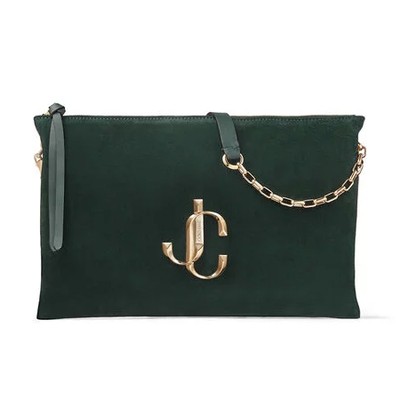 Dark Green Suede Shoulder Bag With JC Logo from Jimmy Choo