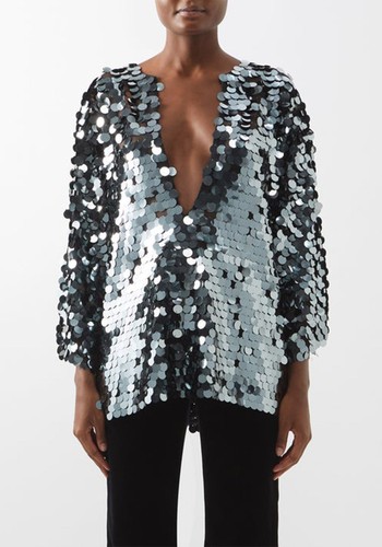 Odin Sequinned V-Neck Blouse from FIL DE VIE