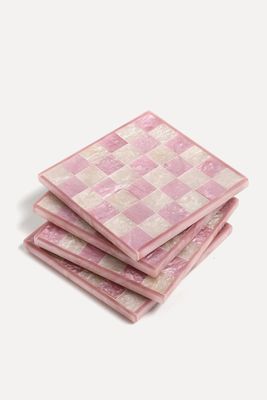 Pink Resin Check Coasters from Originals London