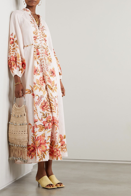 Vacay Billow Belted Floral-Print Linen Maxi Dress from Zimmermann