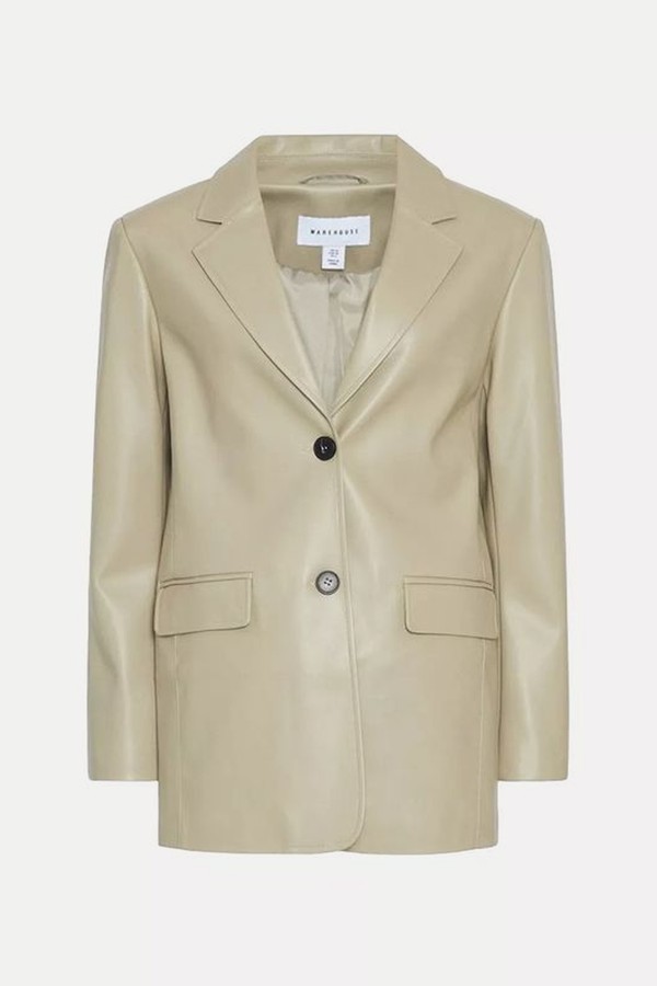 Single Breasted Modern Faux Leather Blazer from Warehouse