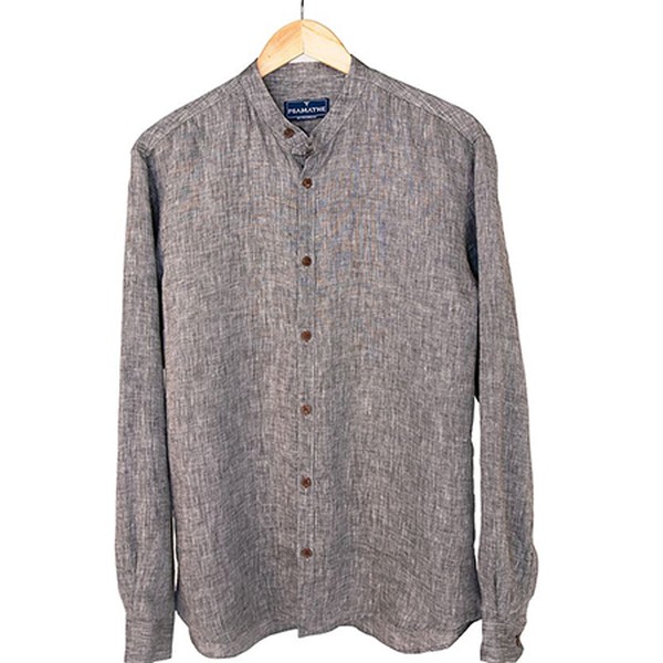 Linen Collarless Shirt from Psamanthe Mykonos