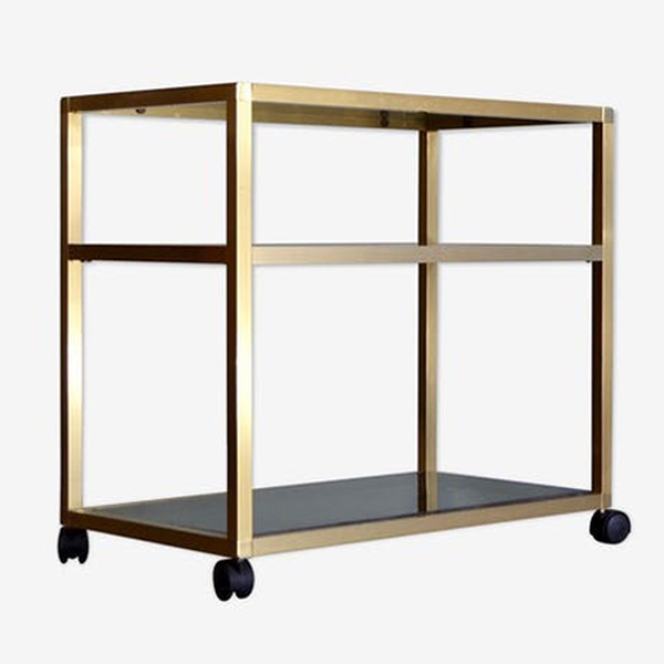 Italian Brass & Smoked Glass Console from Selency