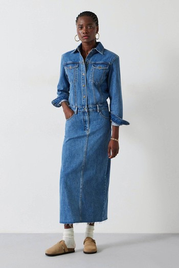 Tate Denim Maxi Shirt Dress