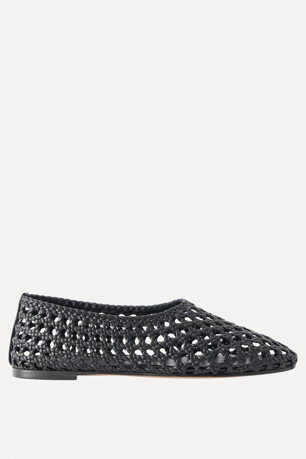High Throat Woven Leather Ballet Flats from EMME PARSONS