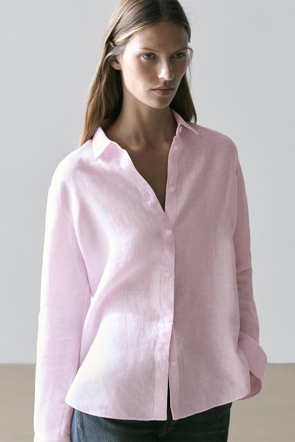 Flowing Pinstripe 100% Linen Shirt