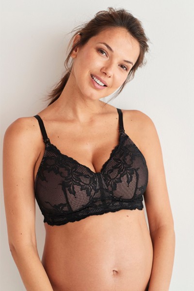 Black Daisy Non Wire Padded Lace Nursing Bra