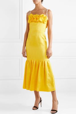 Rosie Ruffled Linen-Blend Jacquard Dress from Hellessy