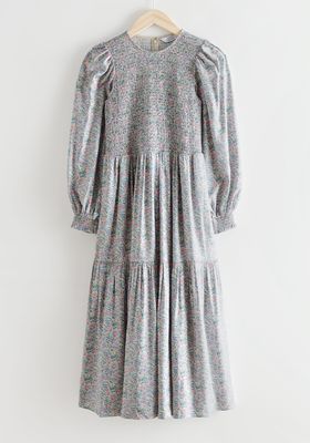 Voluminous Tiered Smock Midi Dress from & Other Stories