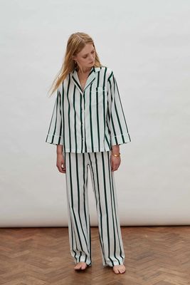 Green Stripe Pyjama Set, £100 | Honna London