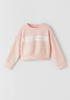 Cropped Slogan Sweatshirt from Zara