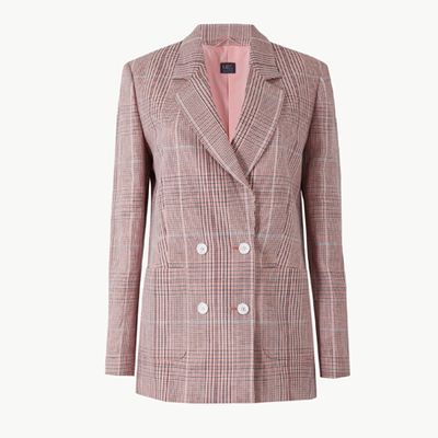 Checked Double Breasted Blazer