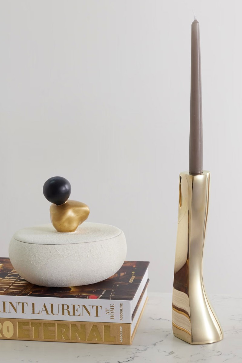 Set Of Three Gold-Tone Candlesticks