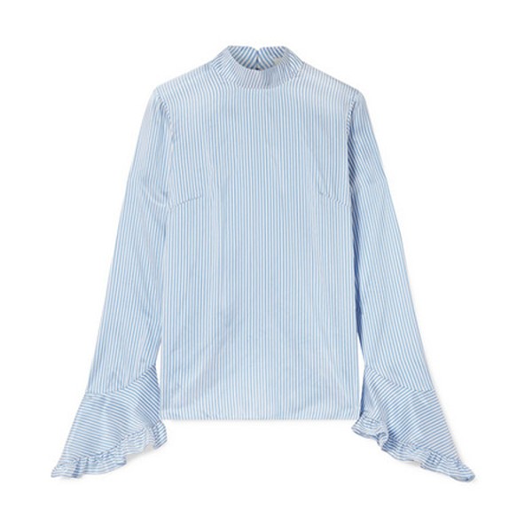 Lindsay Ruffle-Trimmed Striped Silk Blouse from Erdem