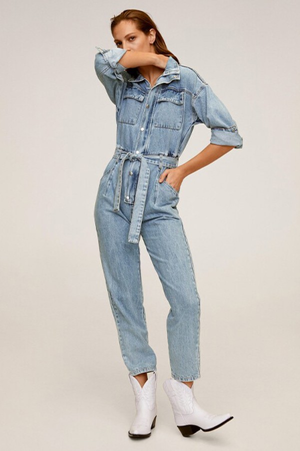 Belt Denim Jumpsuit from Mango