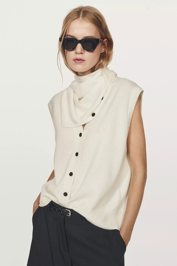 100% Wool Waistcoat With Scarf Detail