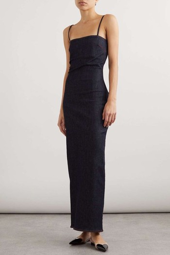 Gathered Denim Maxi Dress from Alaïa