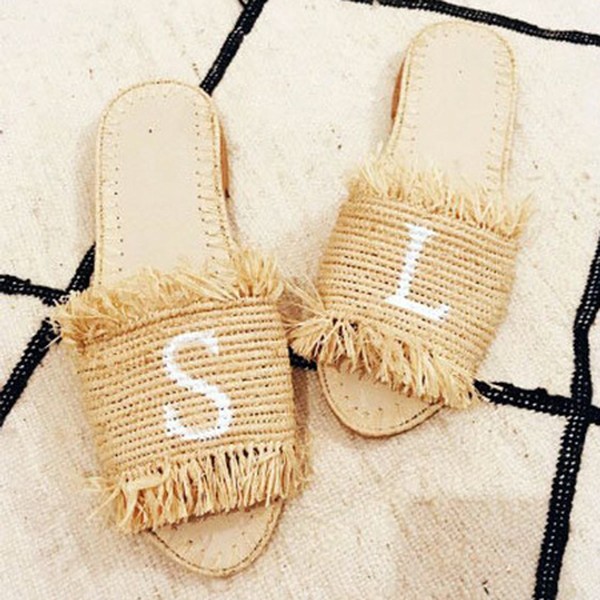 Personalised Initial Woven Straw Sandals from Sun & Day
