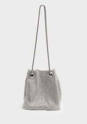 Silver Drawstring Shoulder Bag