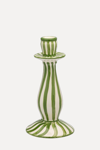 Unity Stripe-Pattern Earthenware Candle Holder from Anna + Nina