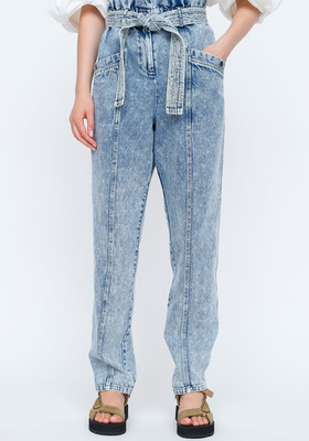 Paper-Bag Straight-Leg Jeans from Sea