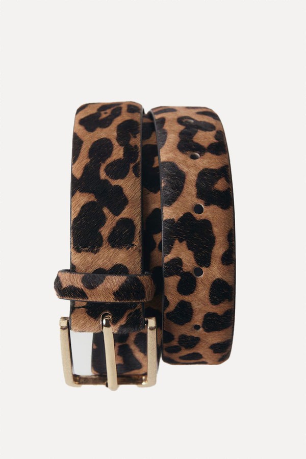 Leopard Fur Leather Belt from Mango
