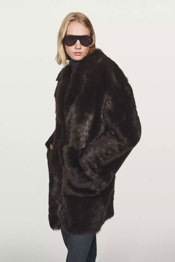 Long Leather Coat With Fur from Massimo Dutti