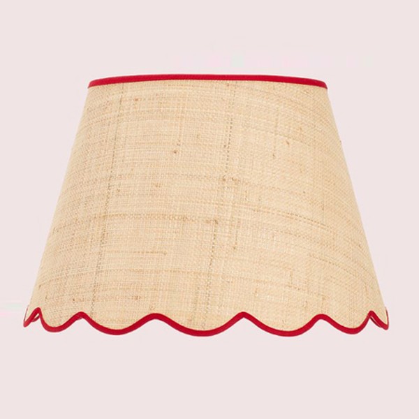 Raffia Scallop Lampshade With Red Trim from Matilda Goad