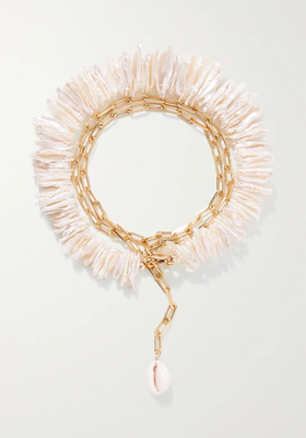 Halia Gold-Plated, Pearl And Shell Anklet from Eliou