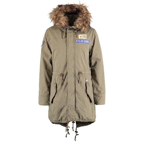 Khaki Faux Fur Trim Hooded Parka