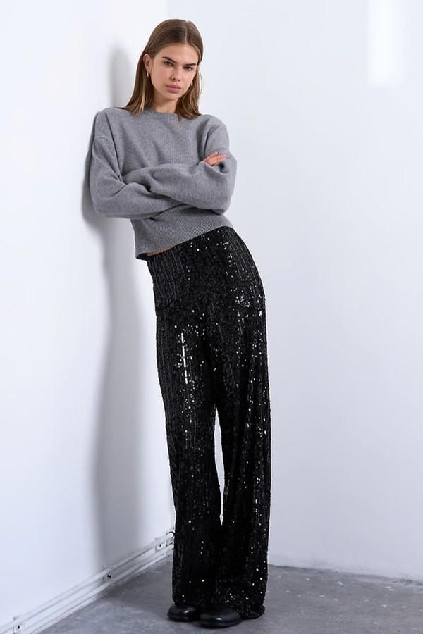 Sequin Wide Leg Trousers