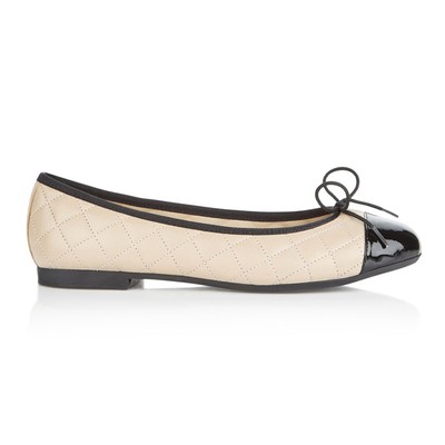 Amelie Nude Quilted Black Patent Toe Leather from French Sole