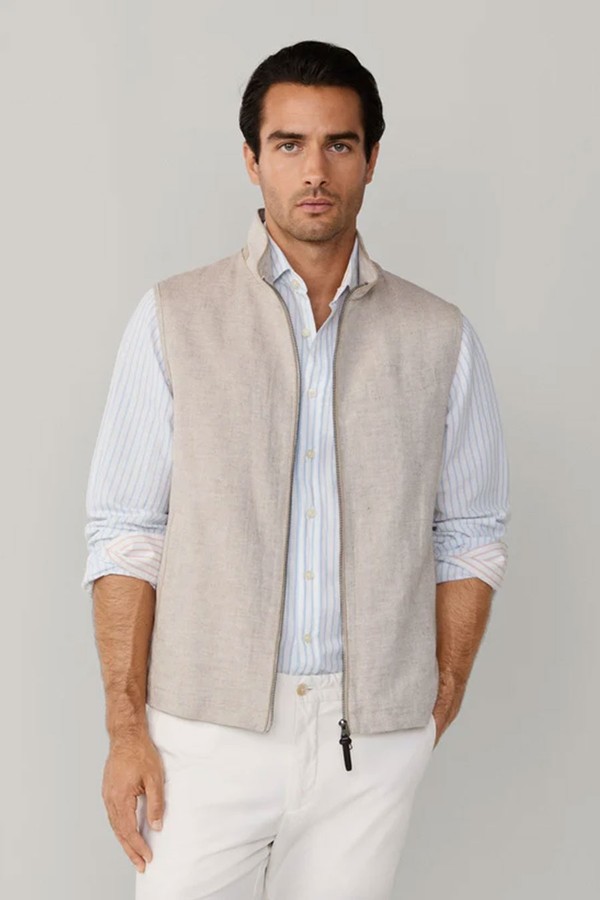 Cotton-Linen Textured Gilet from HACKETT LONDON