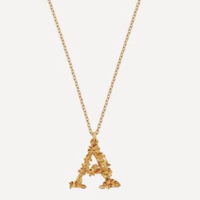 Gold-Plated Floral Letter A Alphabet Necklace from Alex Monroe