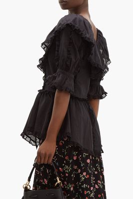 Lace-Trim Ruffled Cotton-Voile Blouse from See By Chloé