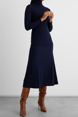 Emma Ribbed Merino Wool-Blend Midi Skirt from Iris & Ink