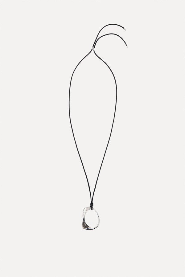 Leather Cord Necklace With Irregular Pendant