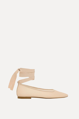 Lace Up Mesh Ballet Flats from Zara