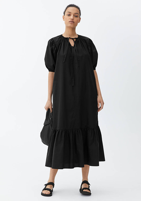 Printed Pure Cotton Midi Dress in Black : TFP105