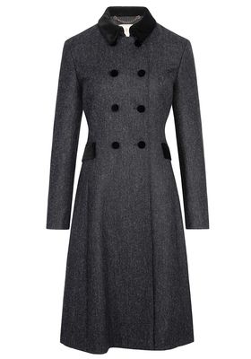 British Tweed Velvet Trim Coat