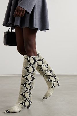 Davis Snake-Effect Leather Knee Boots from Khaite