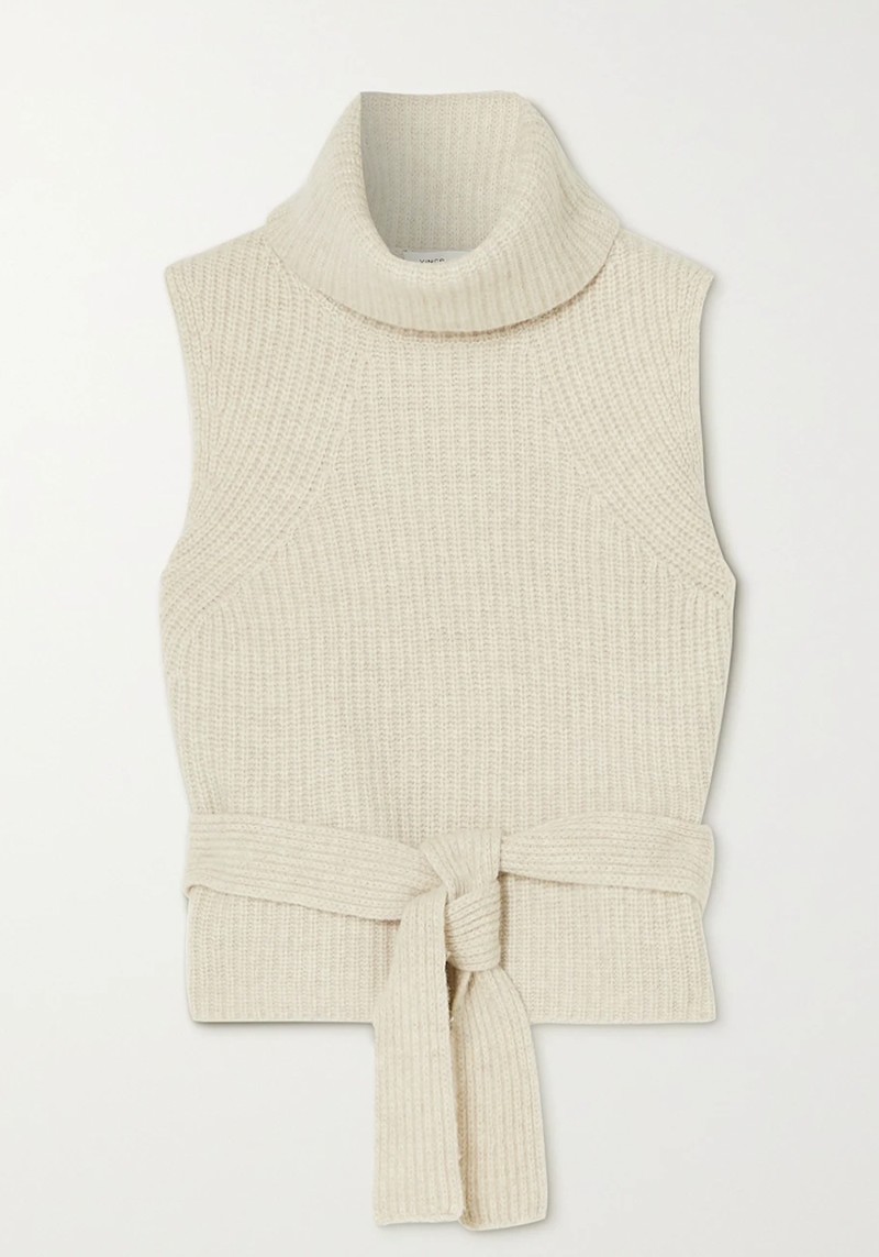 Belted Ribbed Turtleneck Sweater from Vince