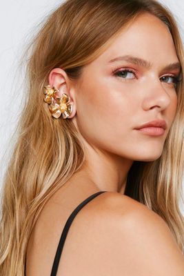 Gold Plated Floral Design Earrings