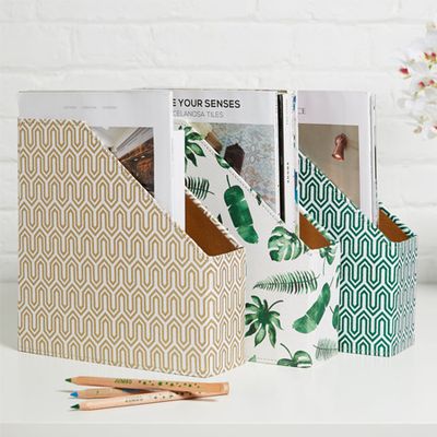 100% Recycled Tropical & Geometric Magazine File Holder from KarenzaCo